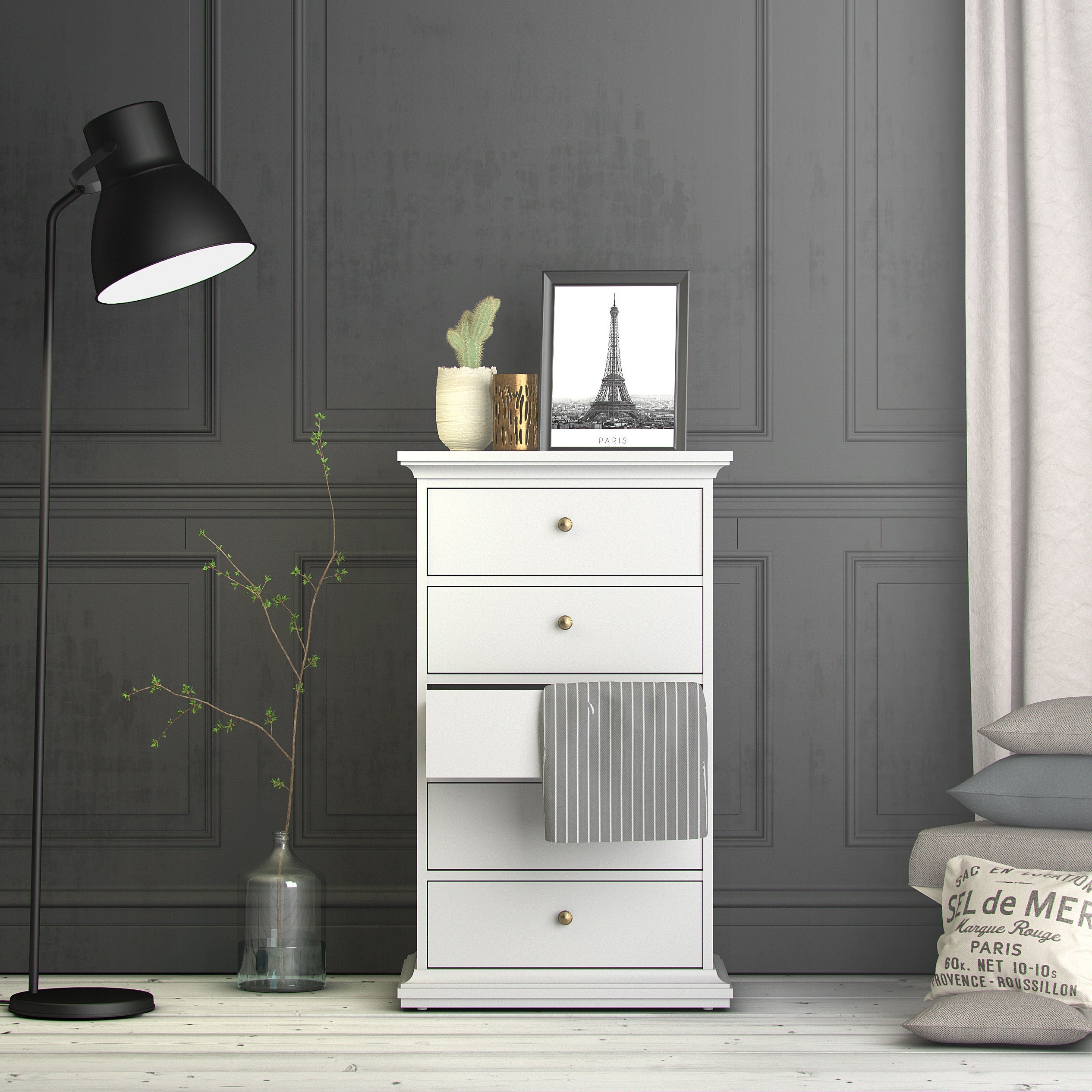 Porch and Den Virginia White 5-drawer Chest - - 9276503 - Mycitystee