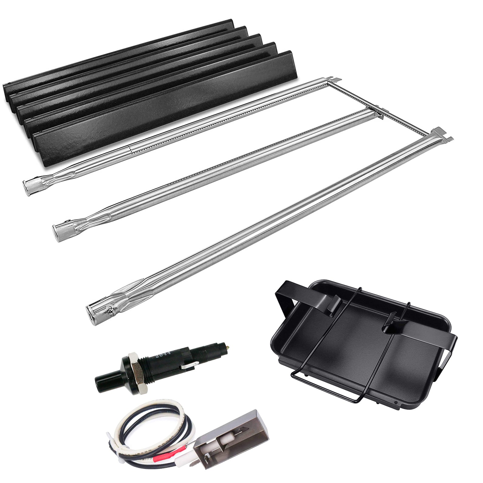Burner Tube 7508 + Flavorizer Bars 7536 + Igniter 7509 + 7515 Drip Pan Kit for Weber Genesis Gold B & C (2002 & Newer) Grill - Mycitystee