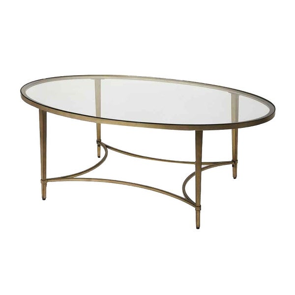 Monica Gold Distressed Metal Coffee Table - Oval - Mycitystee