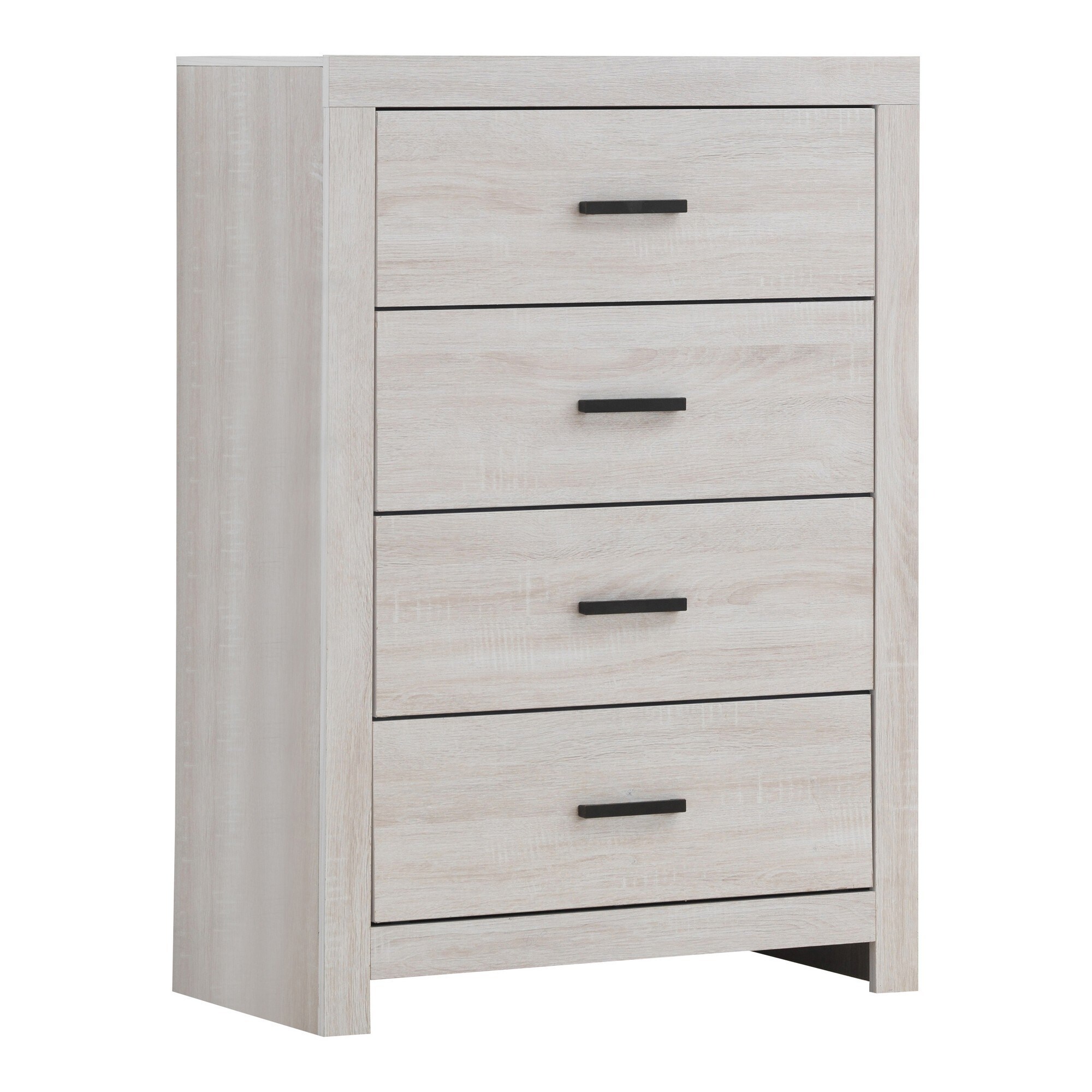 Chest with 5 Drawers and Metal Bar Pulls， White - - 33992953 - Mycitystee