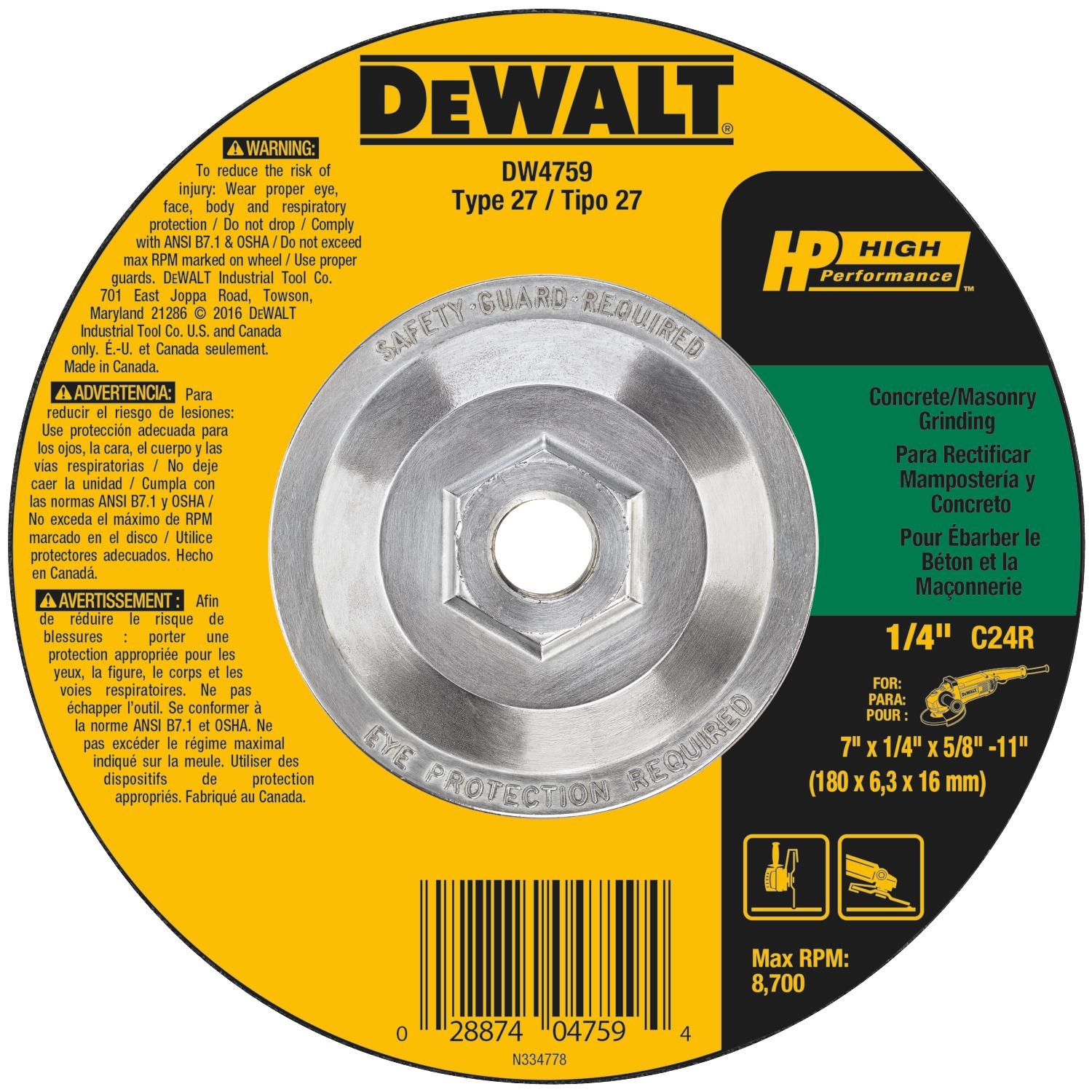 DeWalt 7 in. D X 5/8 in. Masonry Grinding Wheel - Mycitystee