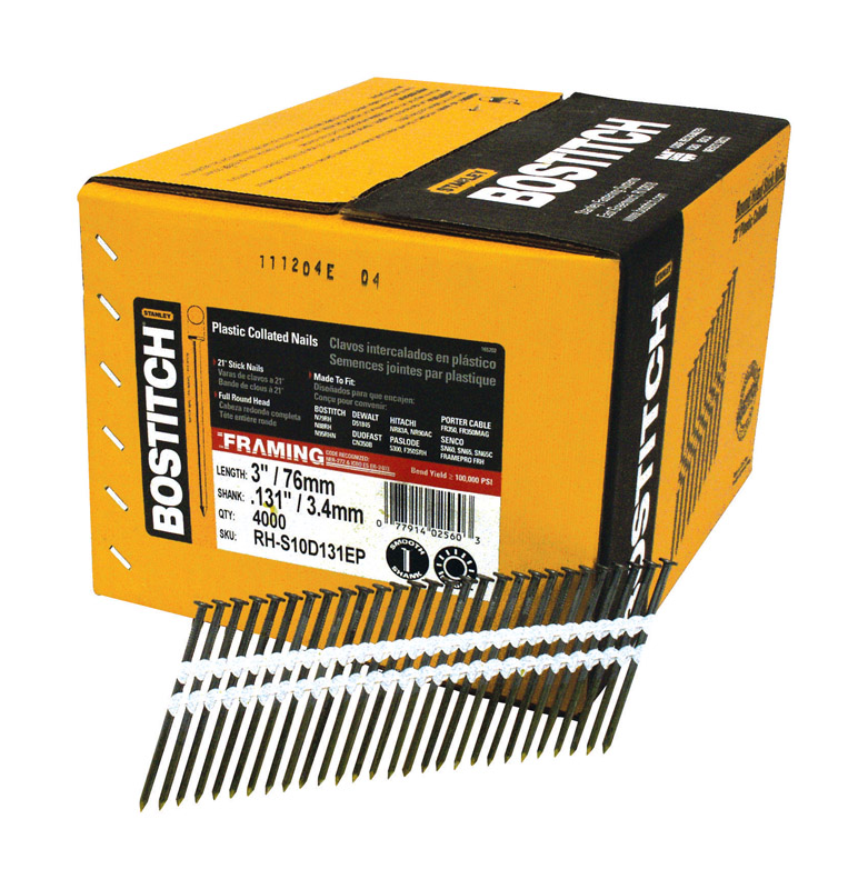 Bostitch 3 in. Angled Strip Coated Framing Nails 21 deg 4，000 pk - Mycitystee
