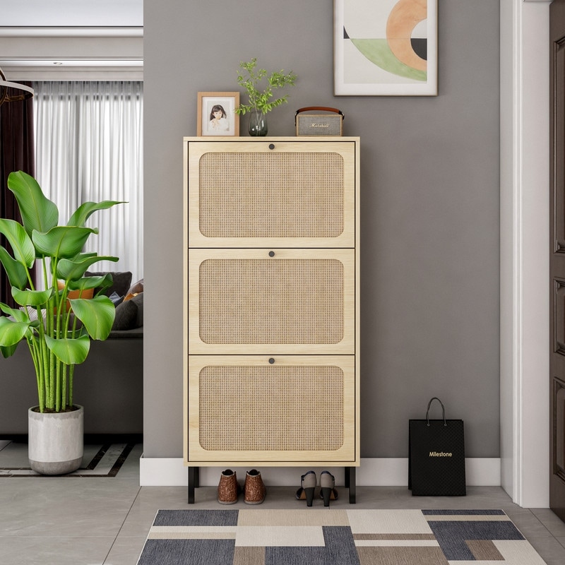 Shoe Cabinet with 3 Flip Drawers for Entryway， Modern Shoe Storage Cabinet， Freestanding Shoe Rack Storage Organizer - - 36917154 - Mycitystee