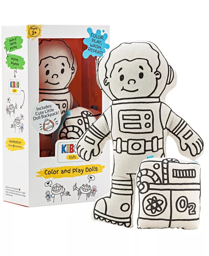 Kiboo Kids Doll and Mini Doll Backpack for Coloring - Astronaut - Boy (+markers) - Mycitystee