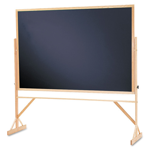 Quartet Reversible Chalkboard， 72 x 48， Black Surface， Oak Frame (WTR406810) - Mycitystee