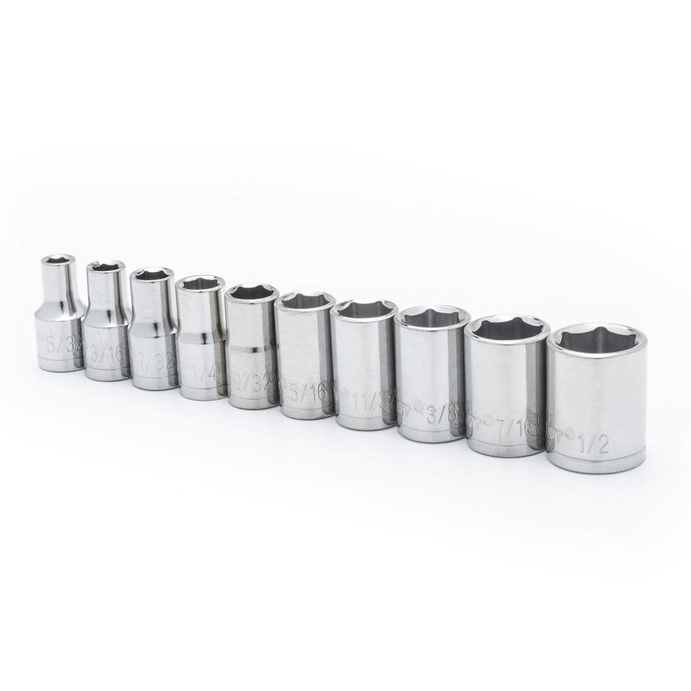 10 pc 1/4 Drive 6 Point Standard SAE Socket Setand#8221; - Mycitystee