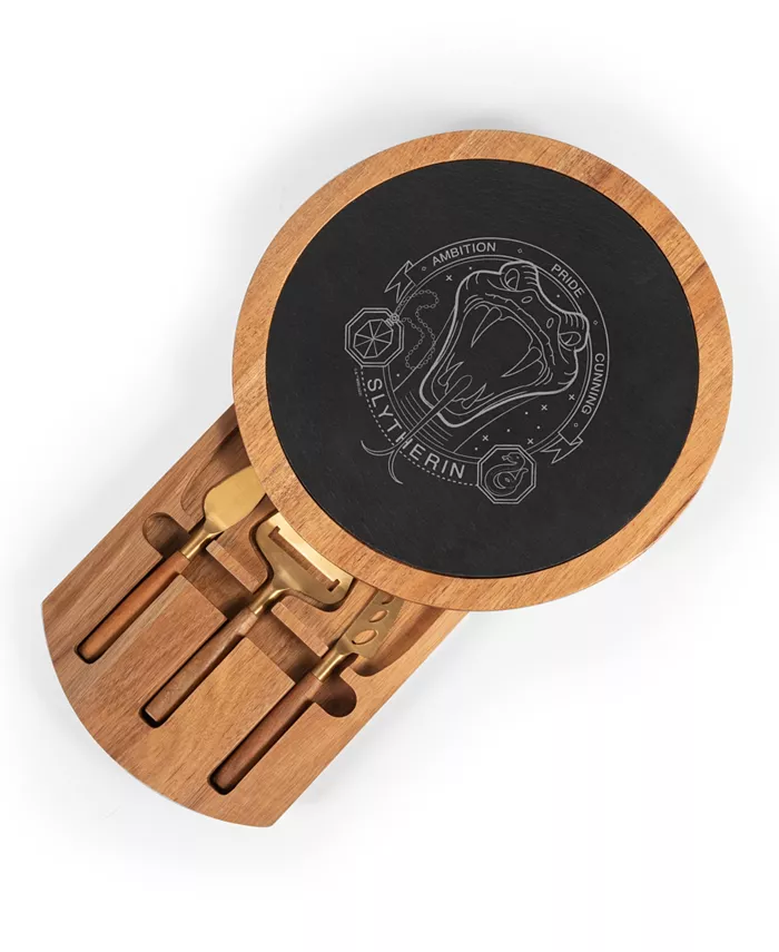 Toscana Harry Potter Slytherin Insignia Acacia and Slate Charcuterie Board with Cheese Tools - Mycitystee
