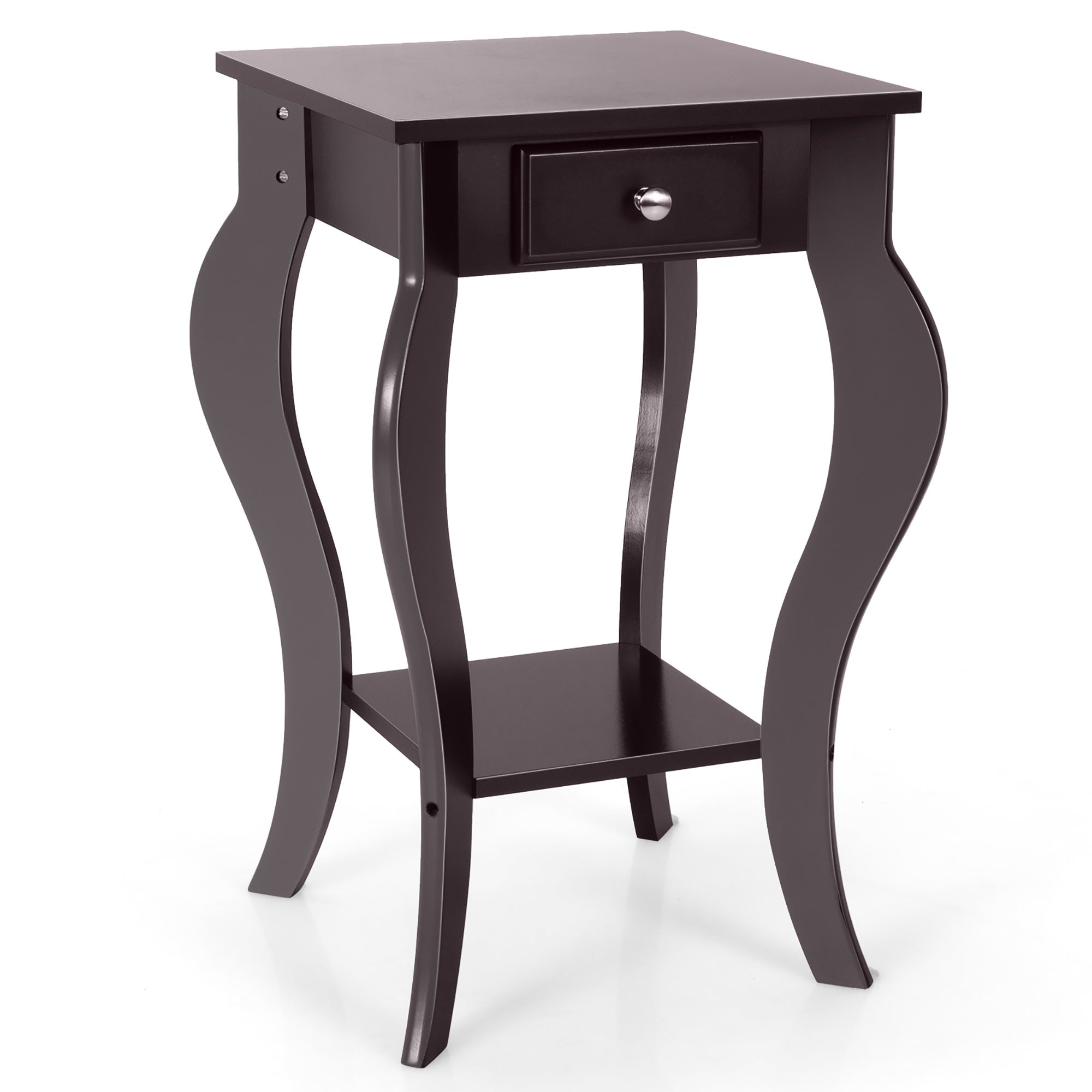 Costway End Side Table with Drawer Bottom Shelf Accent Nightstand - 15''x 15'' x 23.5'' - Mycitystee