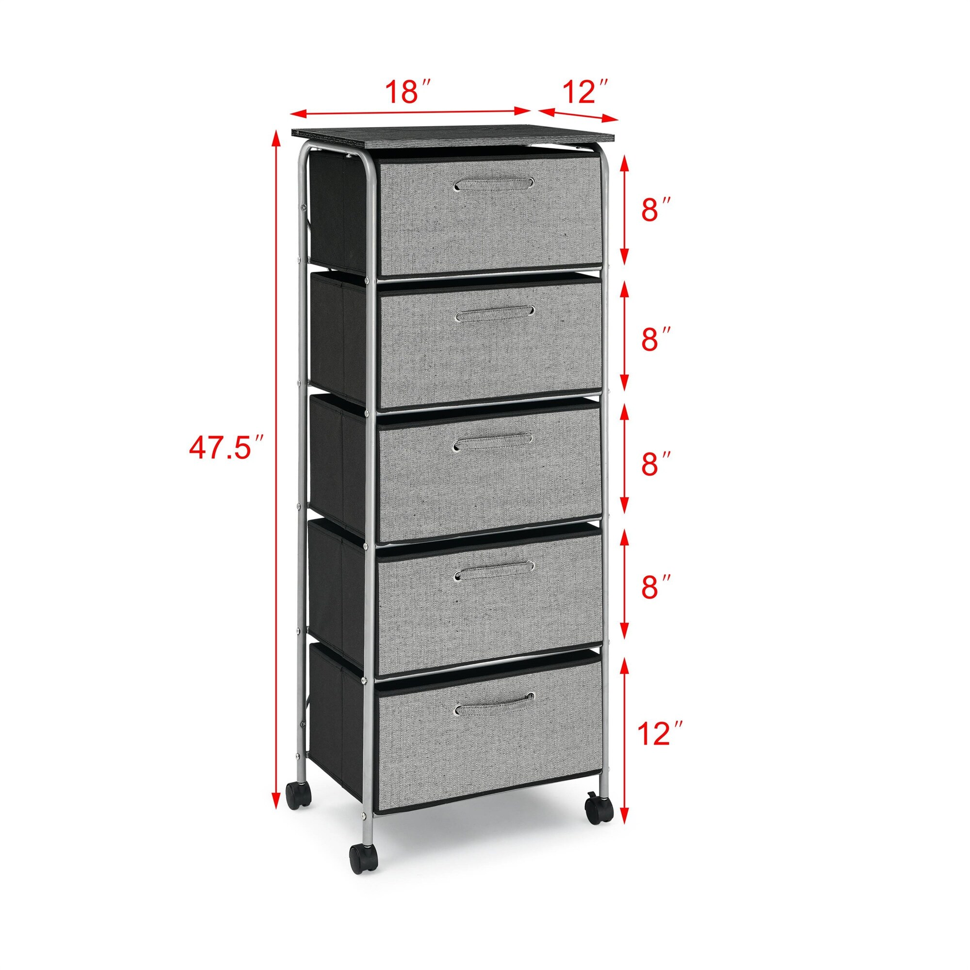 5 Drawers Fabric Dresser Storage Tower Shelves with MDF Top - - 37216580 - Mycitystee