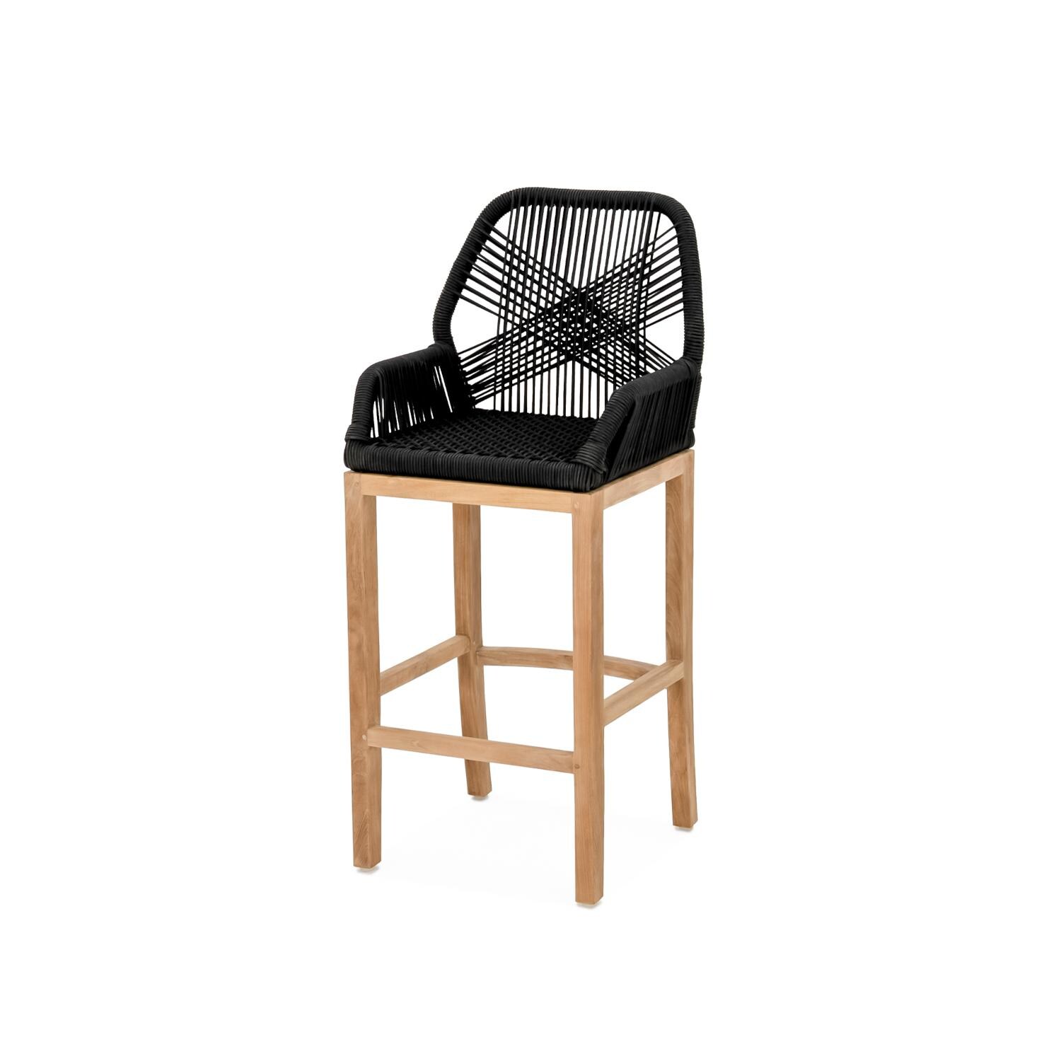 Signature Willow Bay Olefin Rope and Teak Patio Bar Stool - Mycitystee