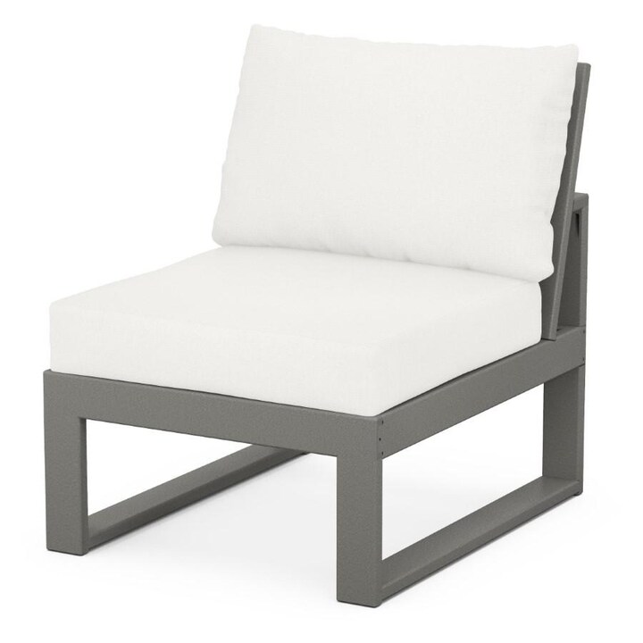 POLYWOOD Modular Armless Chair in Slate Grey / Natural Linen - Mycitystee