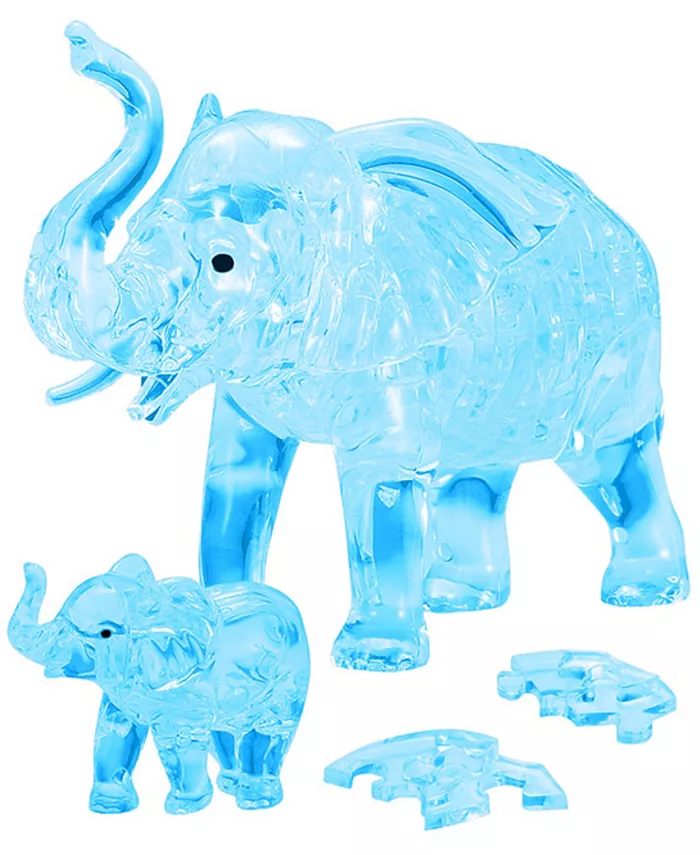 BePuzzled 3D Crystal Puzzle - Elephant and Baby Blue - 46 Piece - Mycitystee