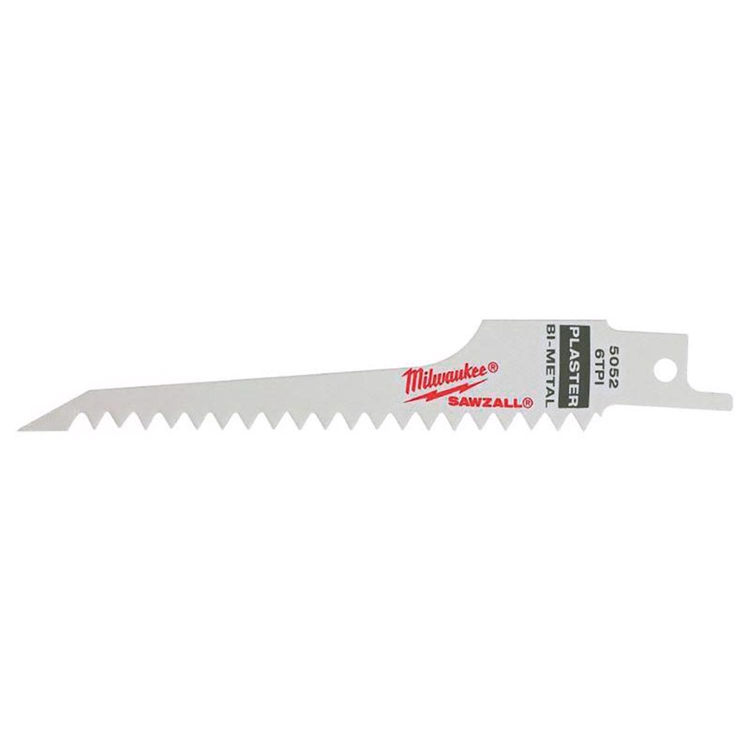 Milwaukee SAWZALL 5 in. Bi-Metal Plaster Reciprocating Saw Blade 6 TPI 5 pk - Mycitystee