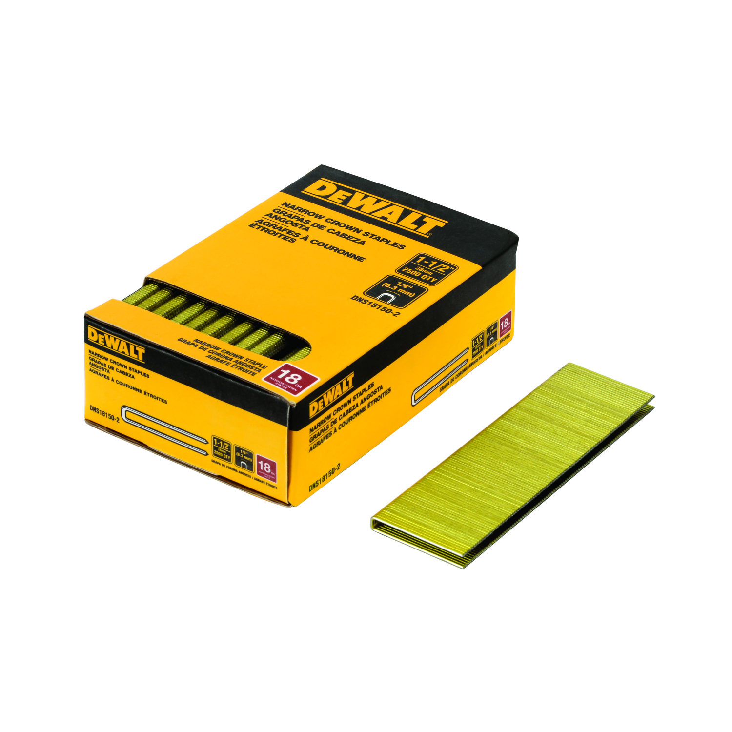 DeWalt 1/4 in. W X 1-1/2 in. L 18 Ga. Narrow Crown Finish Staples 2500 pk - Mycitystee