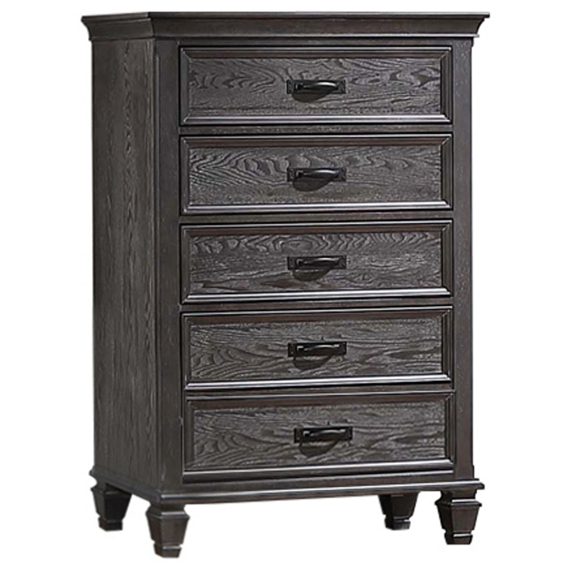 Eli 52 Inch Tall Dresser Chest， 5 Drawers， Bar Handles， Weathered Brown - - 36155384 - Mycitystee