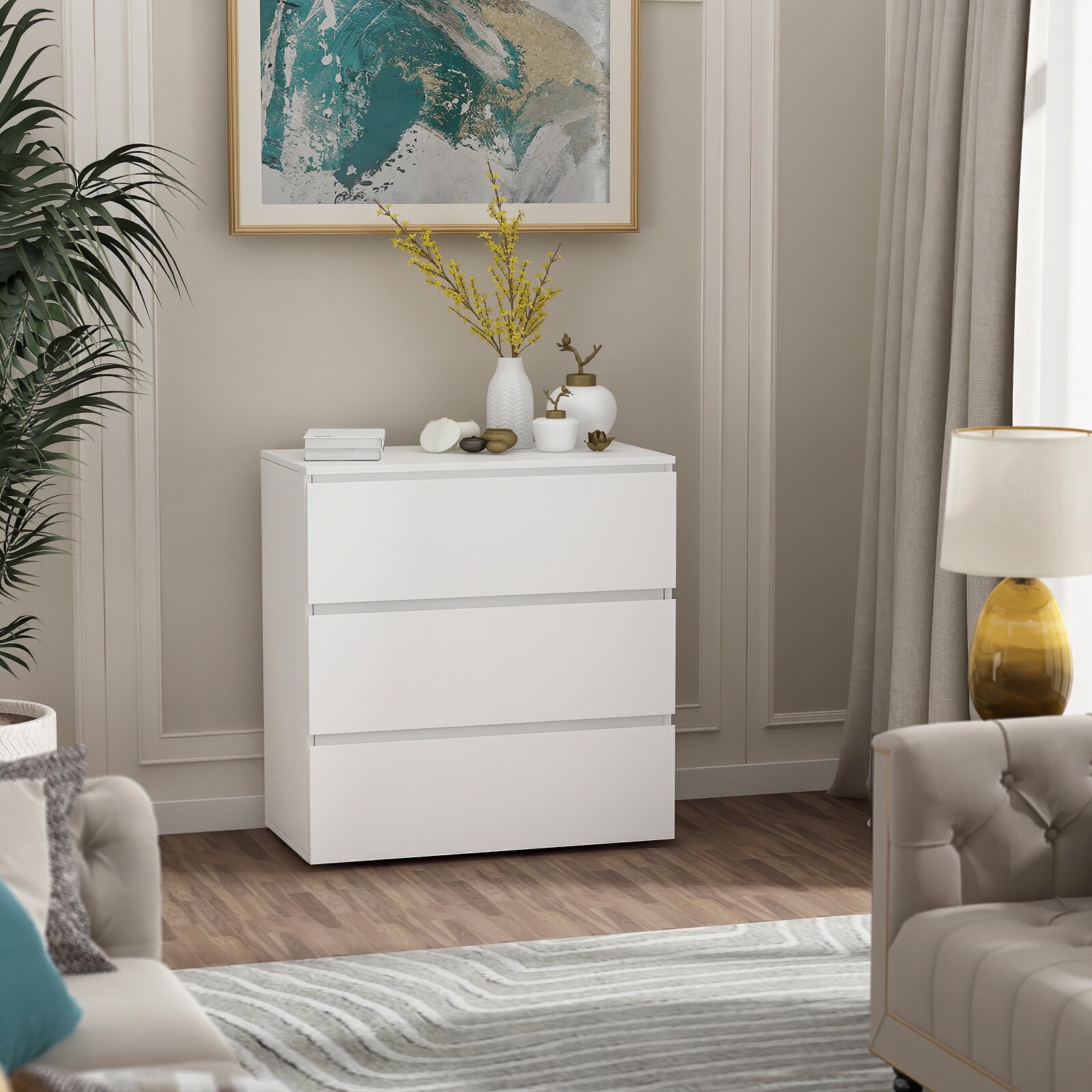FUFUandGAGA 3-Drawer Dresser Can Be Used As Nightstand - - 35093271 - Mycitystee