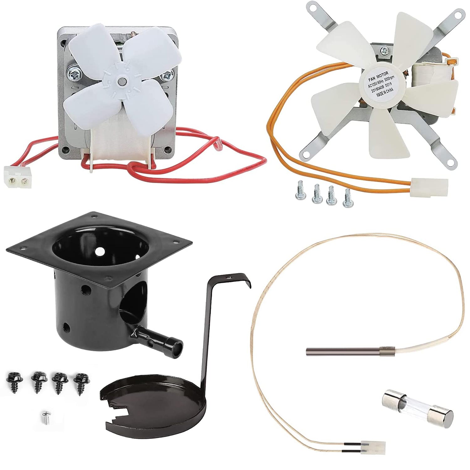 Porcelain Enameled Fire Burn Pot, Hot Rod Ignitor, Auger Motor and Induction Fan Parts Kit for Traeger Pellet Grills - Mycitystee