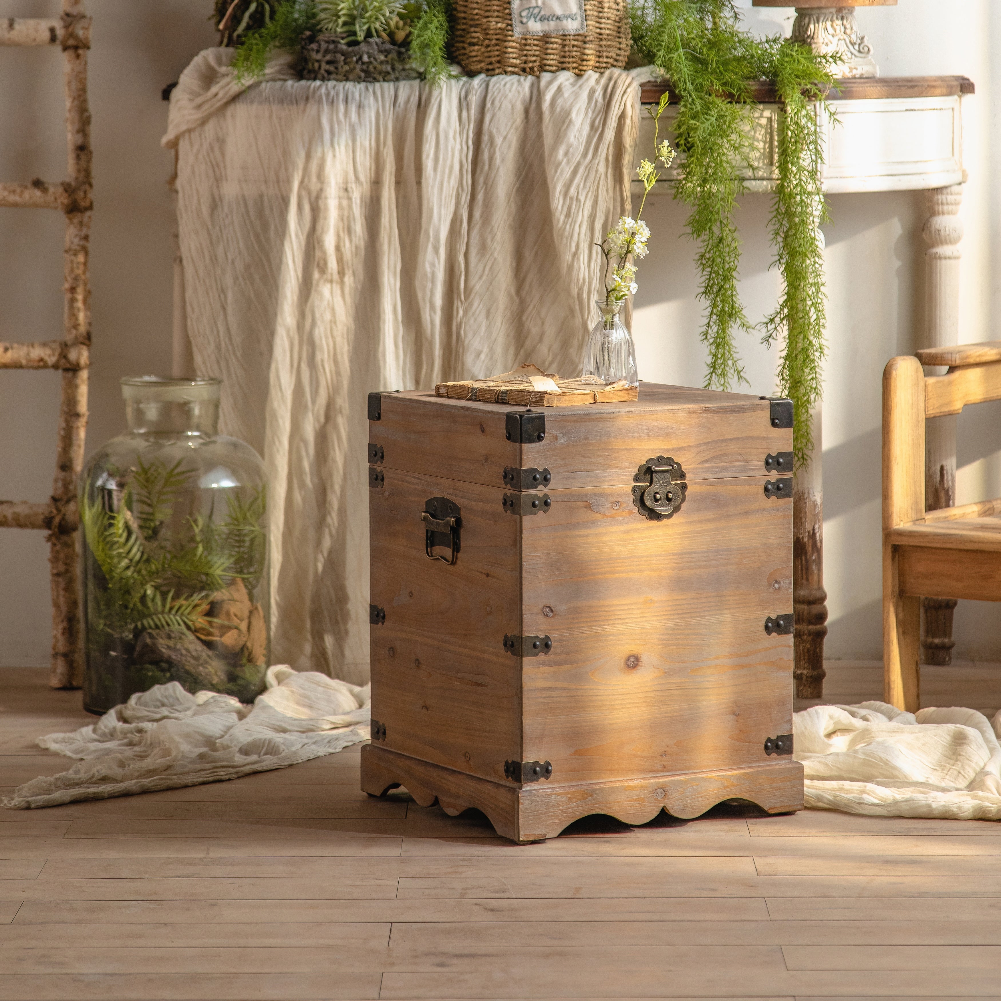 Industrial Style End/Side Table with Storage Space(2 Pcs) - Mycitystee