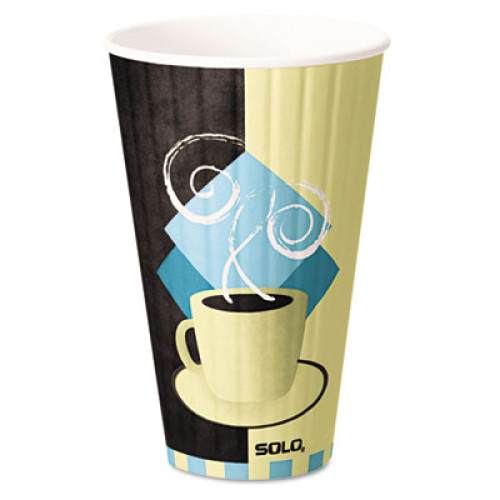 Dart Duo Shield Insulated Paper Hot Cups， 20oz， Tuscan， Chocolate/Blue/Beige， 350/Ct (IC20J7534) - Mycitystee