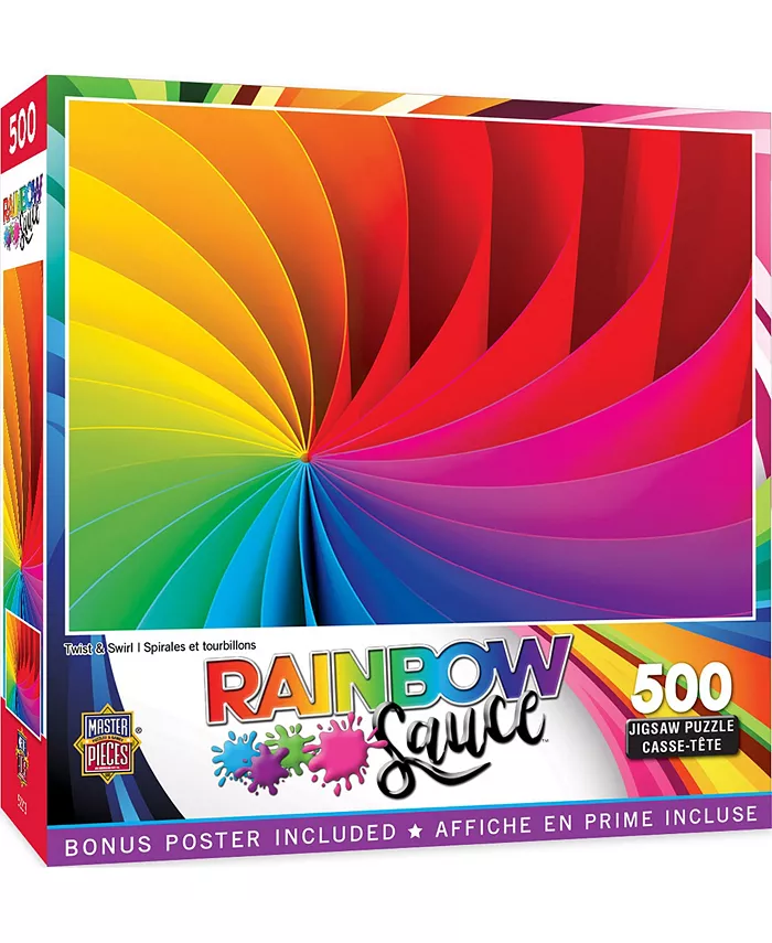 MasterPieces Puzzles Rainbow Sauce - Twist Swirl 500 Piece Adult Jigsaw Puzzle - Mycitystee