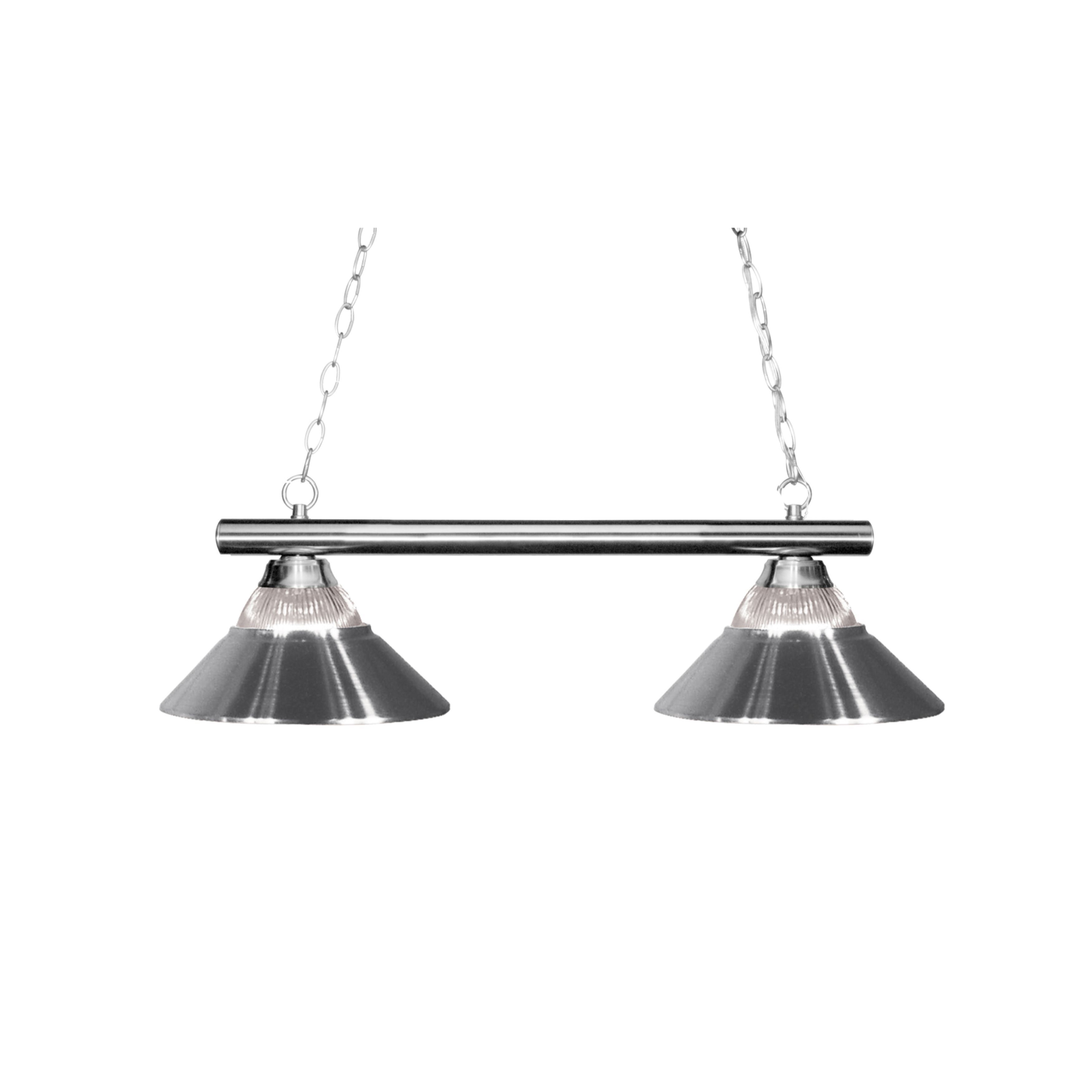 Avery Home Lighting Chrome Finish with Clear Ribbed Glass and Chrome Shade - Metal 2-light Billiard Light - Mycitystee