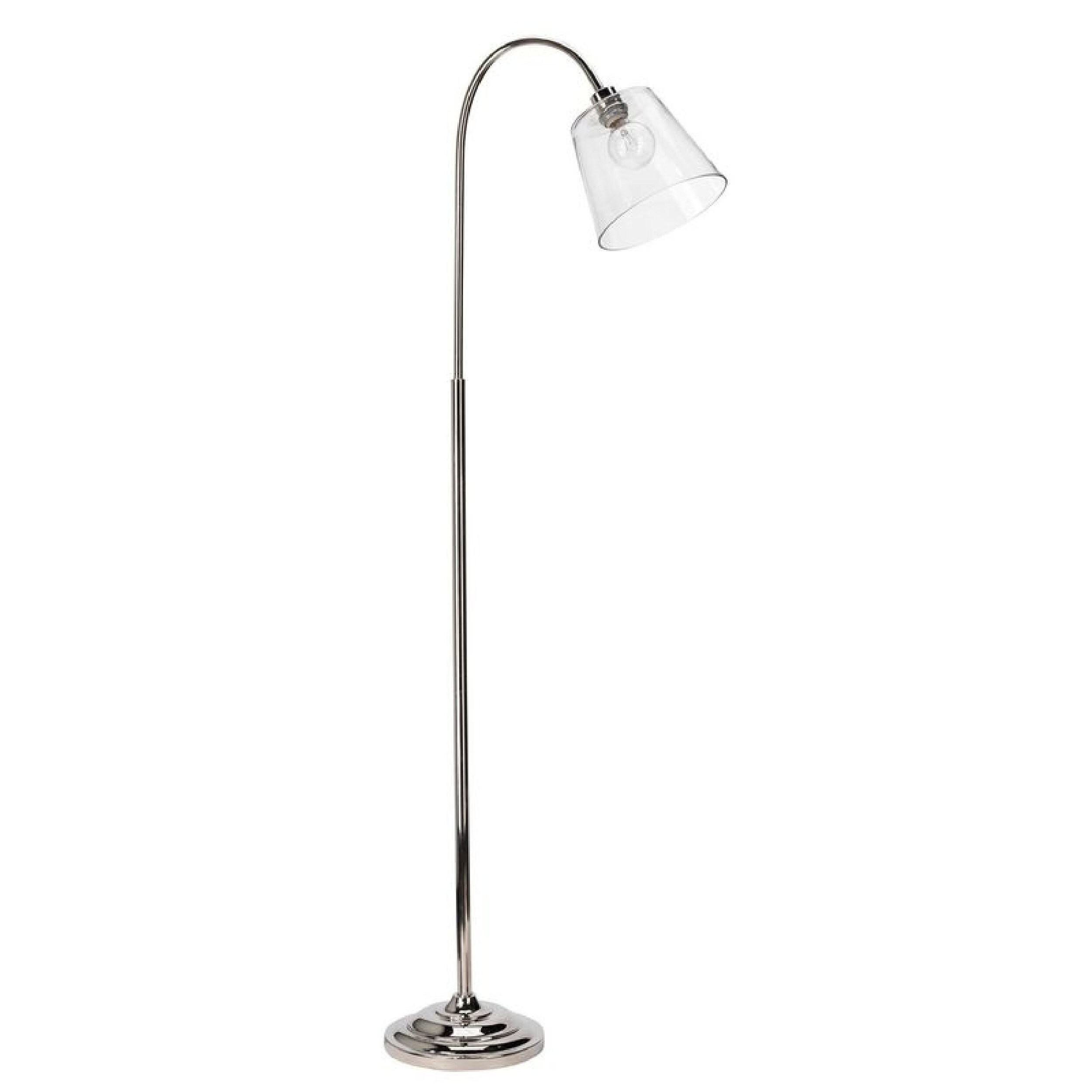 69 Inch Metal Floor Lamp with Clear Cone Glass Shade， Silver - Mycitystee