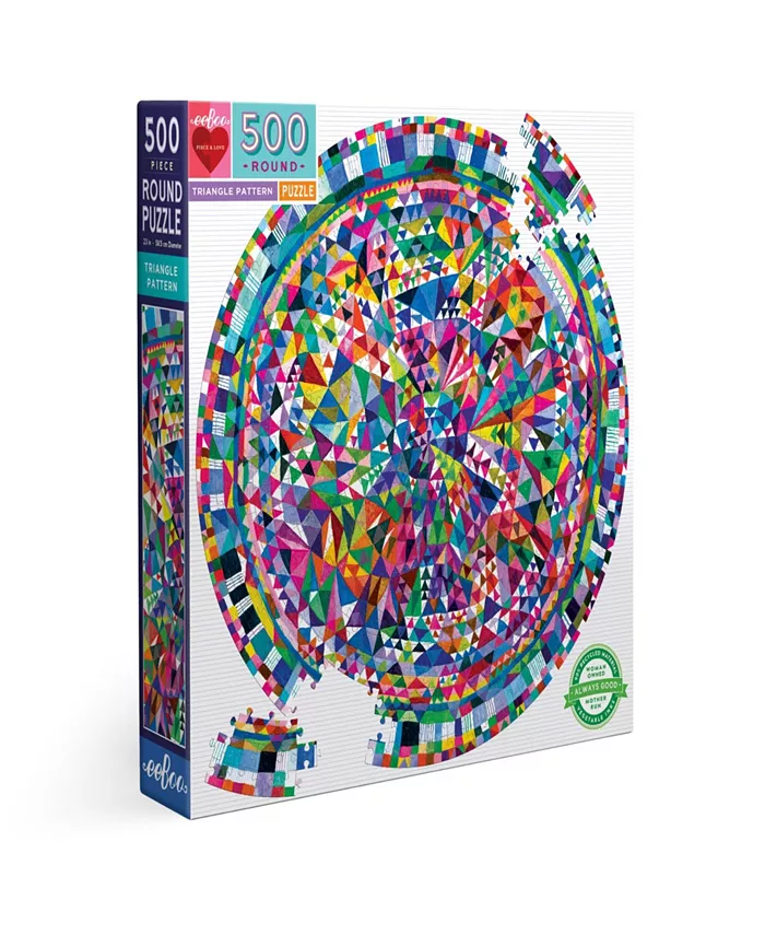 Eeboo Piece and Love Triangle Pattern Round Circle Jigsaw Puzzle Set， 500 Piece - Mycitystee