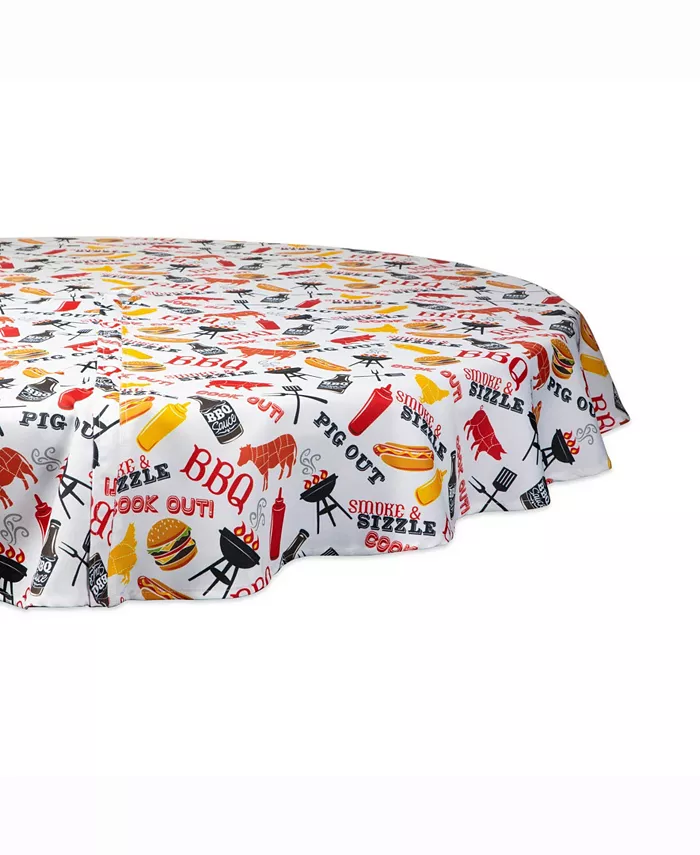 Design Imports BBQ Fun Print Outdoor Table cloth with Zipper 60