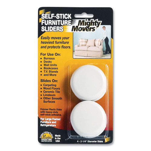 Master Caster Mighty Movers Self-Stick Furniture Sliders， Round， 2.25