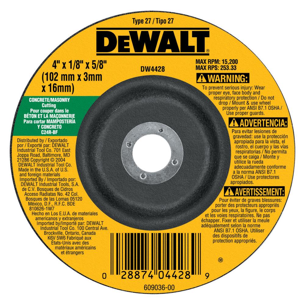 DEWALT 5 in. x 1/4 in. Masonry Grinding DW4629 from DEWALT - Mycitystee