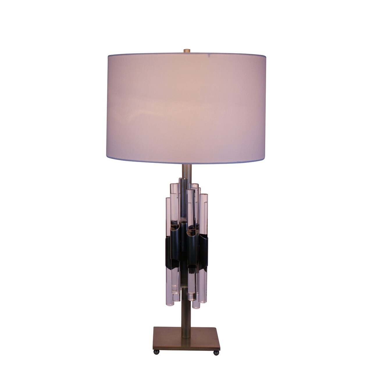 Antique Brass Metal Table Lamp With A Drum Shade - Mycitystee