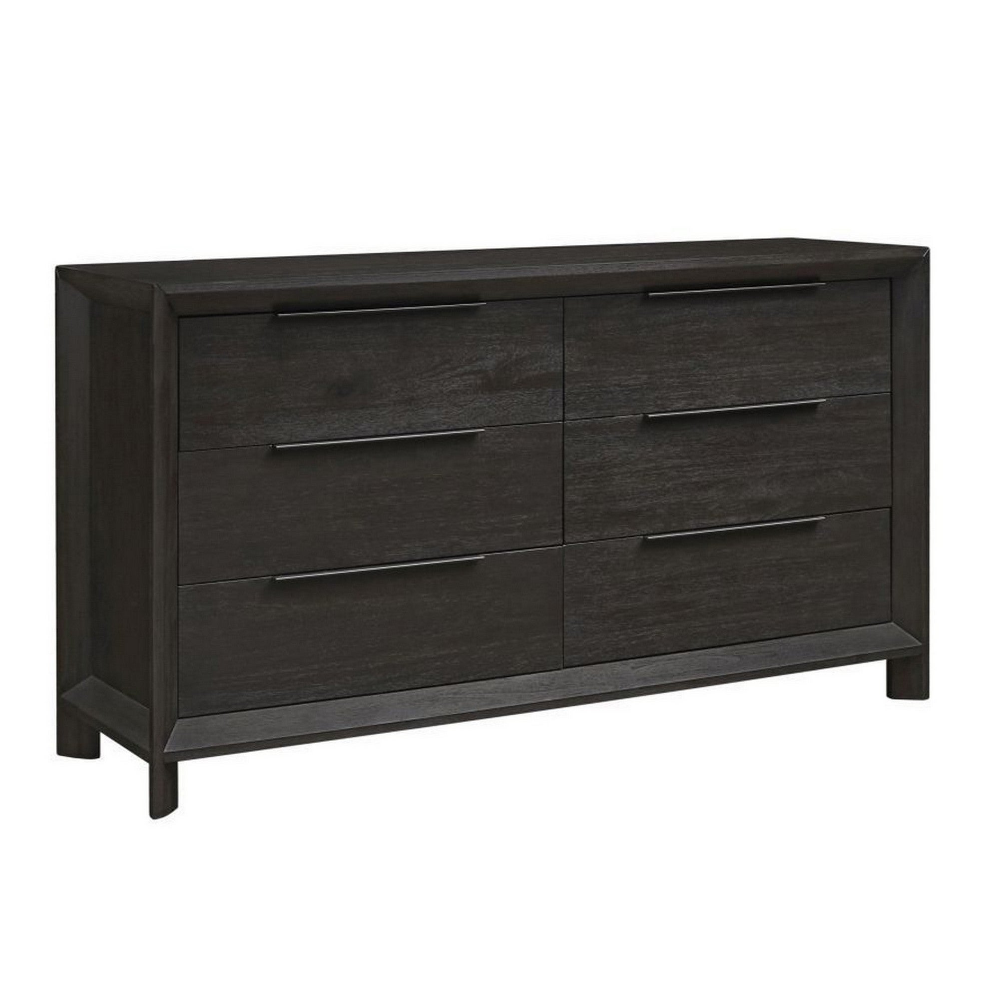 68 Inch 6 Drawer Wooden Dresser with Metal Pulls， Gray - - 32559914 - Mycitystee