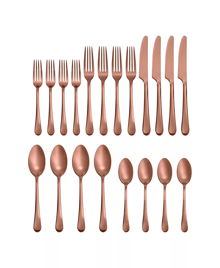 Hampton Forge Mirabella Satin Copper Titanium 18 0 Stainless Steel 20 Piece Set， Service for 4 - Mycitystee