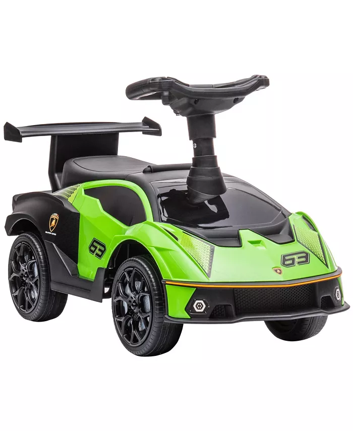 Aosom Ride on Push Car， Ride Racer， Foot-to-Floor Walking Sliding Car for Infant with Under Seat Storage， Horn and Engine Sound， Steering Wheel， Aged - Mycitystee