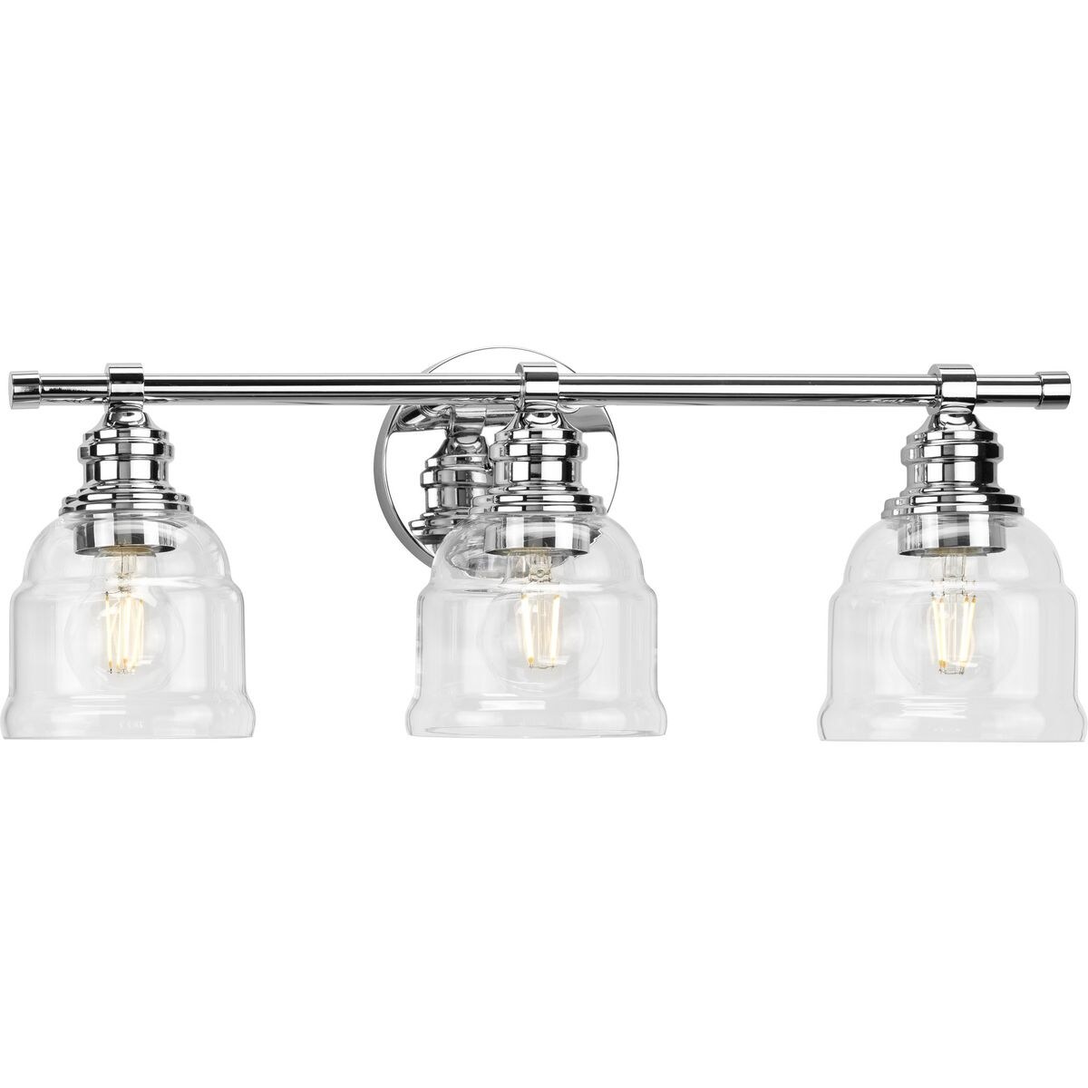 Ambrose Collection Three-Light Chrome Clear Glass Bath Vanity Light - 21 in x 6.5 in x 7.88 in - Mycitystee