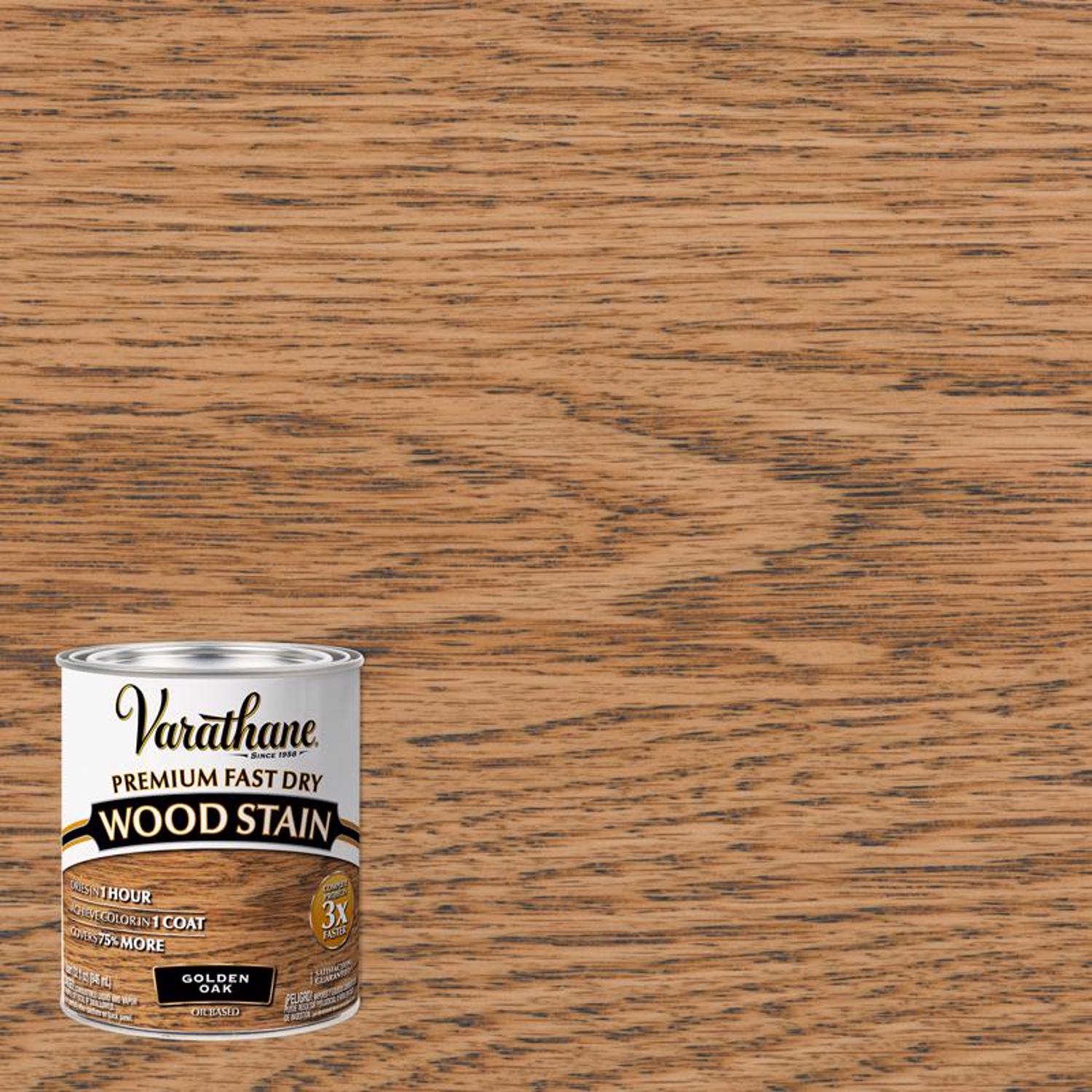 Varathane Semi-Transparent Golden Oak Oil-Based Urethane Modified Alkyd Fast Dry Wood Stain 1 qt - Mycitystee
