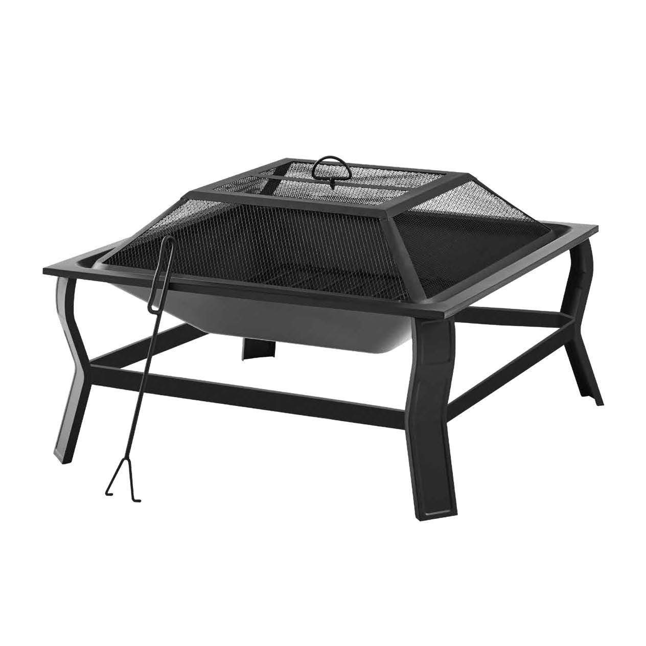 Mainstays Greyson 30” Square Wood Burning Fire Pit with Mesh Screen - Mycitystee