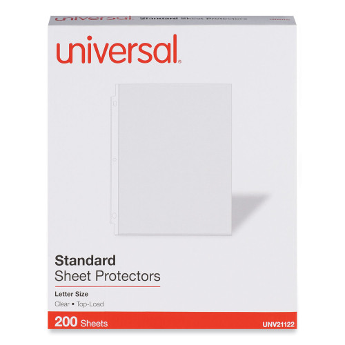 Universal Standard Sheet Protector， Standard， 8 1/2 x 11， Clear， 200/Box (21122) - Mycitystee