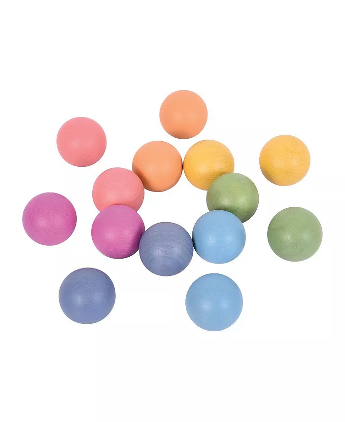 TickiT Rainbow Wood Loose Spheres - 14 Pieces - Mycitystee