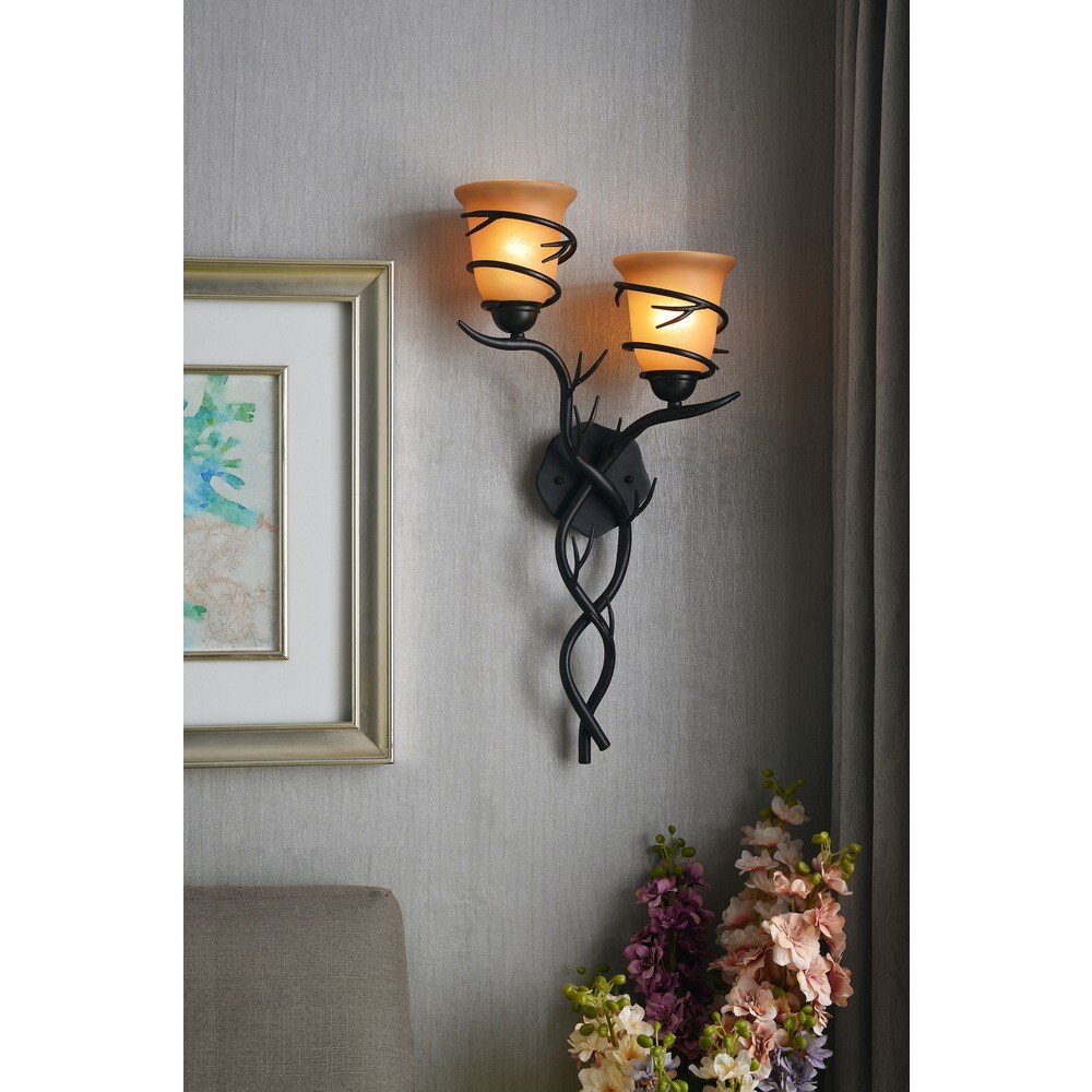 Long Blackened Bronze Finish 2 Light Wall Sconce - Mycitystee