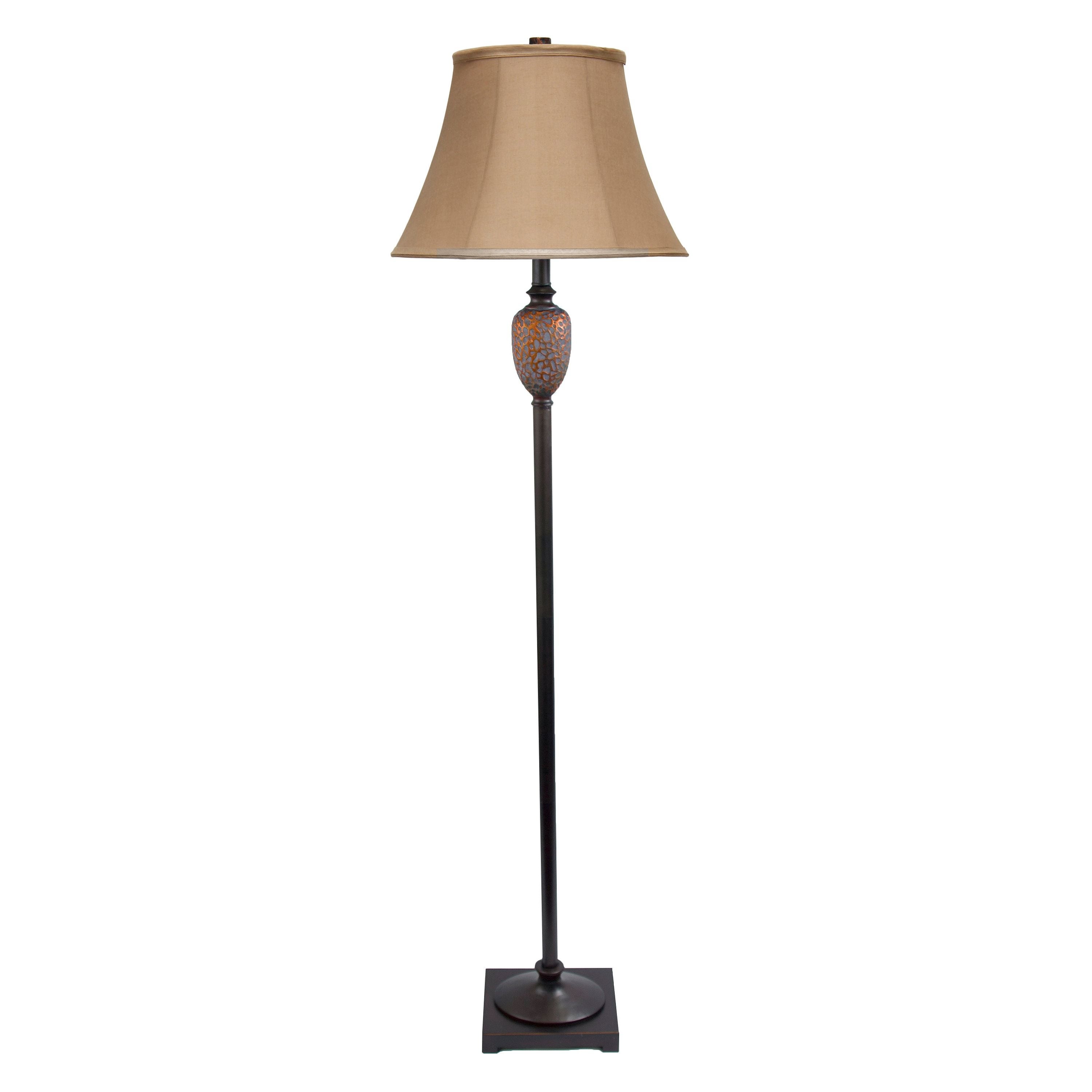 Lalia Home Homely Traditional Valdivian 3 Piece Metal Lamp Set with Light Brown Empire Fabric Shades and Hammered Bronze Finish - Mycitystee
