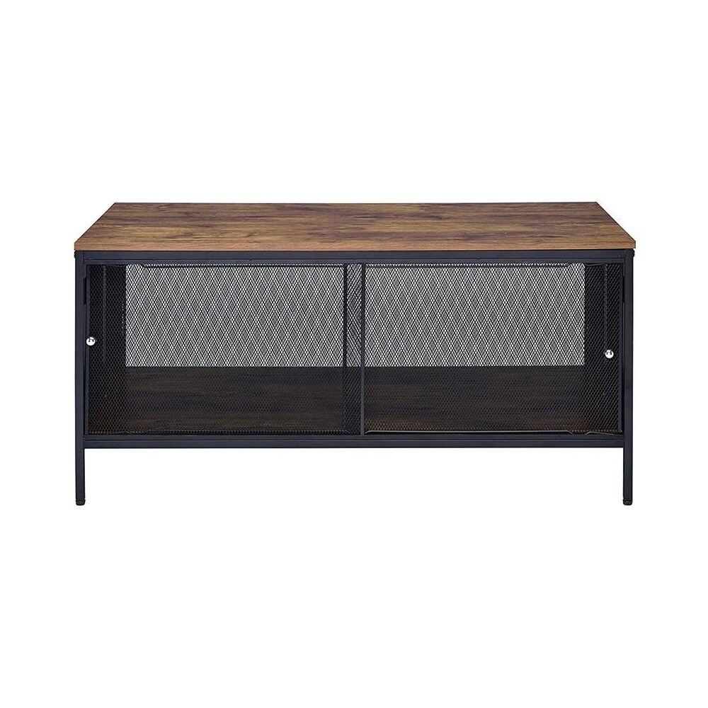 Wood Coffee Table With 1 Compartment in Antique Oak and Black - Mycitystee