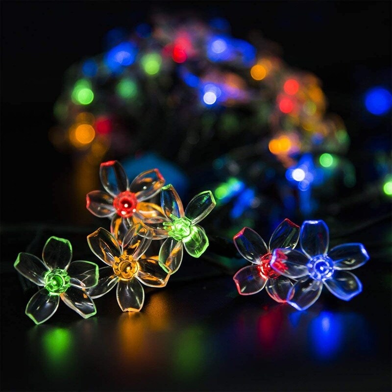 Solar Powered 2 Pack Flowered String Light 23ft 50 LED Decorative Fairy Light - 23 Feet 50 LED - Mycitystee