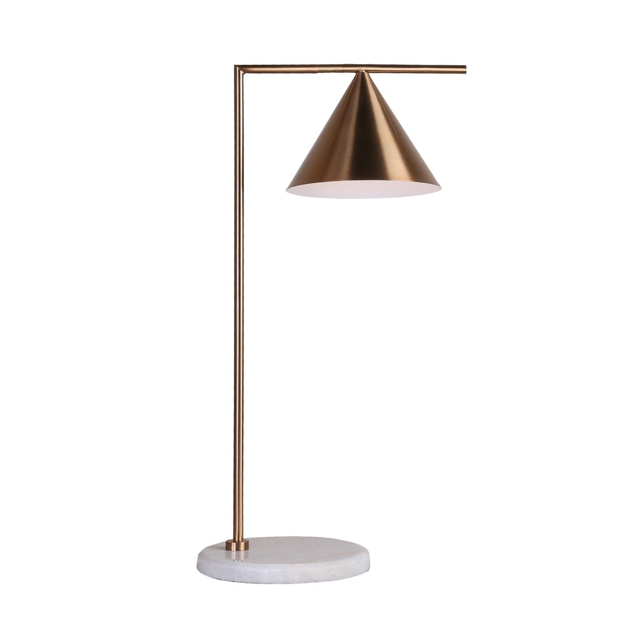 White Marble Base Table Lamp With Gold Metal Frame And Shade - Mycitystee