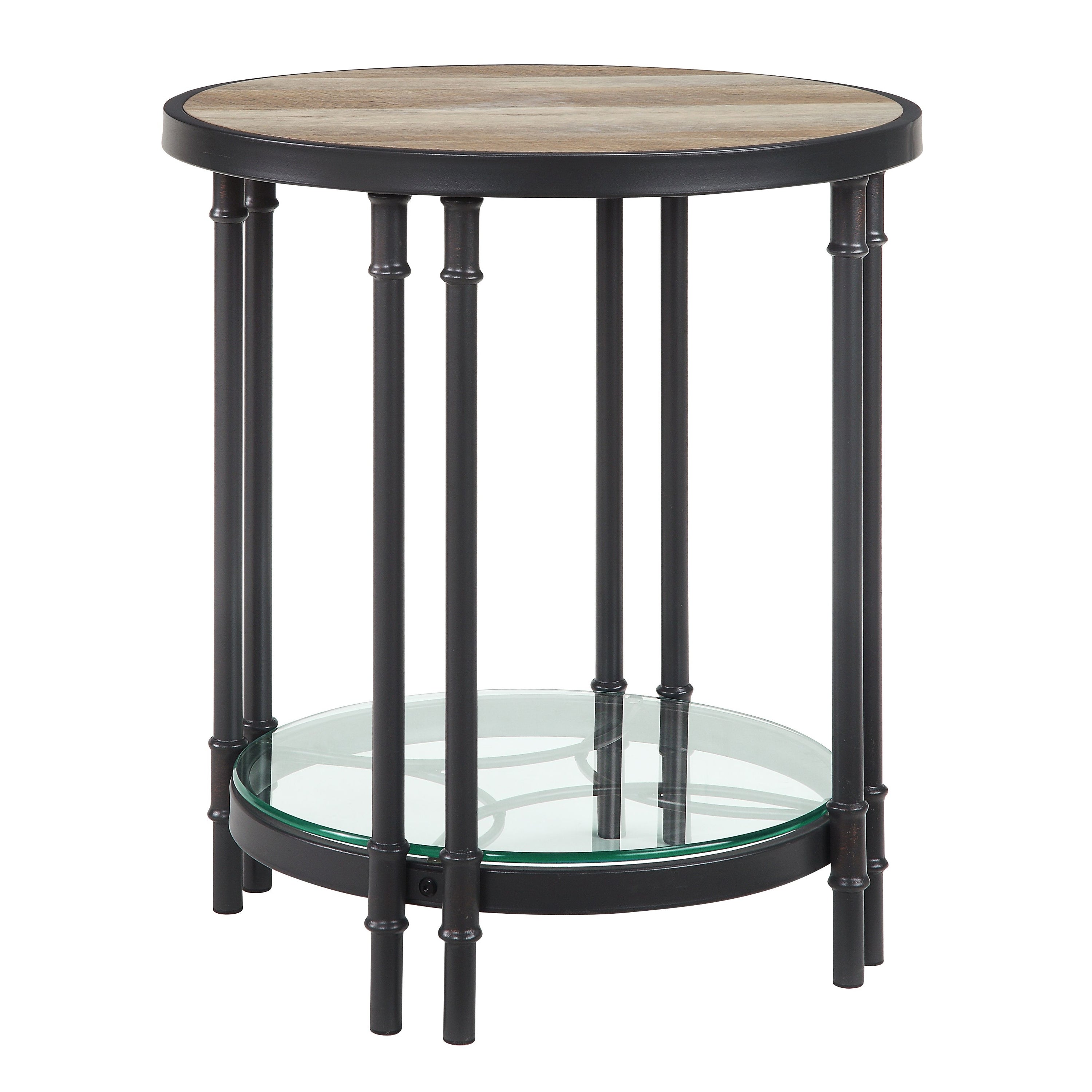 ACME Brantley Roud End Table in Oak and Sandy Black - Mycitystee