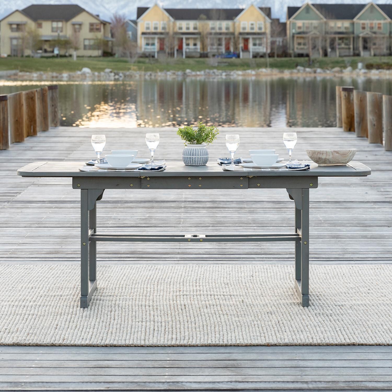 Ultimate Patio Horizon Way 55-79 X 35 Inch Rectangular Acacia Patio Dining Table W/ Extension - Mycitystee