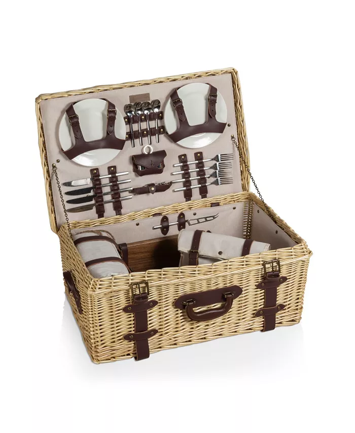 Picnic Time Charleston Luxury Picnic Basket Set， 32 Pieces - Mycitystee