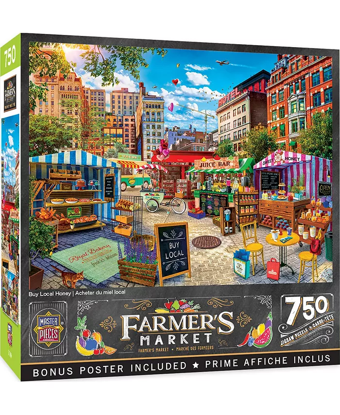 MasterPieces Puzzles Farmer's Market - Buy Local Honey 750 Piece Adult Jigsaw Puzzle - Mycitystee