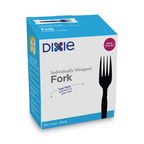 Dixie GrabN Go Wrapped Cutlery， Forks， Black， 90/Box， 6 Box/Carton (FM5W540) - Mycitystee