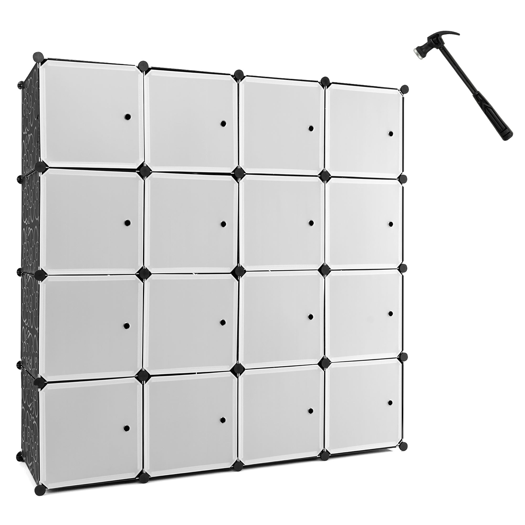 Costway 16-Cube Portable Closet Wardrobe Armoire Bedroom Dresser w/2 - See Details - - 36811919 - Mycitystee